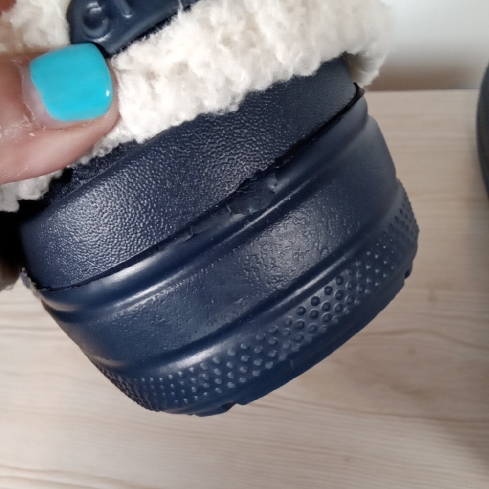 CROCS Blitzen11 Mule Navy Fur Slip On Shoes Outside Inside Womens 9 - Picture 6 of 9